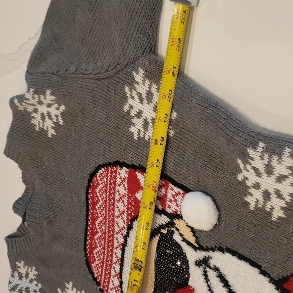 George Christ Sweater Santa Clause Men's Medium Grey Sequence Black Glasse - Picture 9 of 13